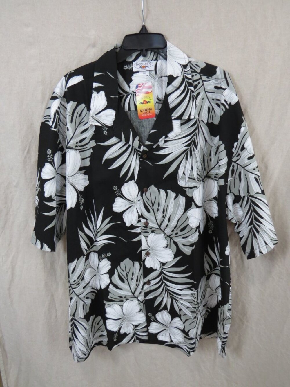 NEW Pacific Legend Cotton Hawaiian Shirt SIZE 4XL Black & White Tropical